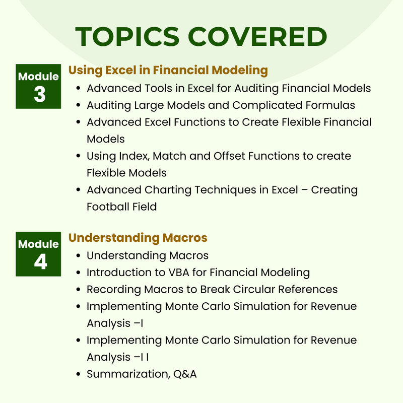 Model Instructor Advanced Financial Modeling Instructor Led Online Training & MindCypress