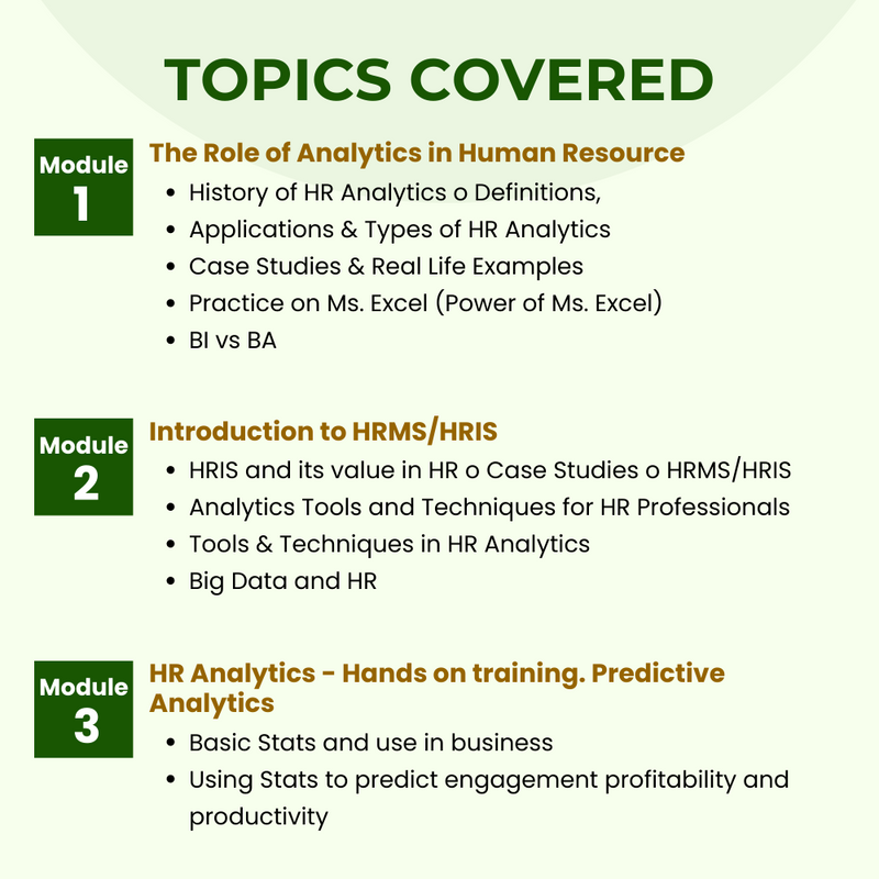 Human Resource Analytics Instructor Led Online Training